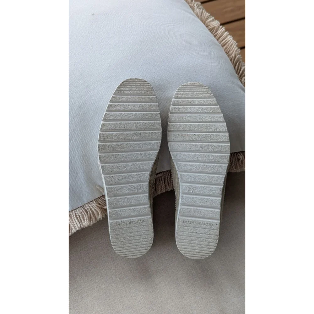 Women's Verbenas White Leather Espadrille Slip-On Shoes US 8.5 Beige Sole